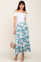 Blue Floral Tiered Maxi Skirt