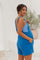 Blue Square Neck Elastic Strap Maternity Romper