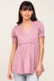 Mauve Puff Sleeve Crossover Nursing Top