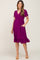 Purple Cinched Sleeve Maternity Midi Dress