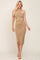 Taupe Side Cutout Halter Knit Midi Dress