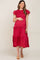 Fuchsia Print Smocked Ruffle Tiered Maternity Midi Dress
