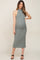 Sage Ribbed Mock Neck Sleeveless Side Slit Maternity Midi Dress