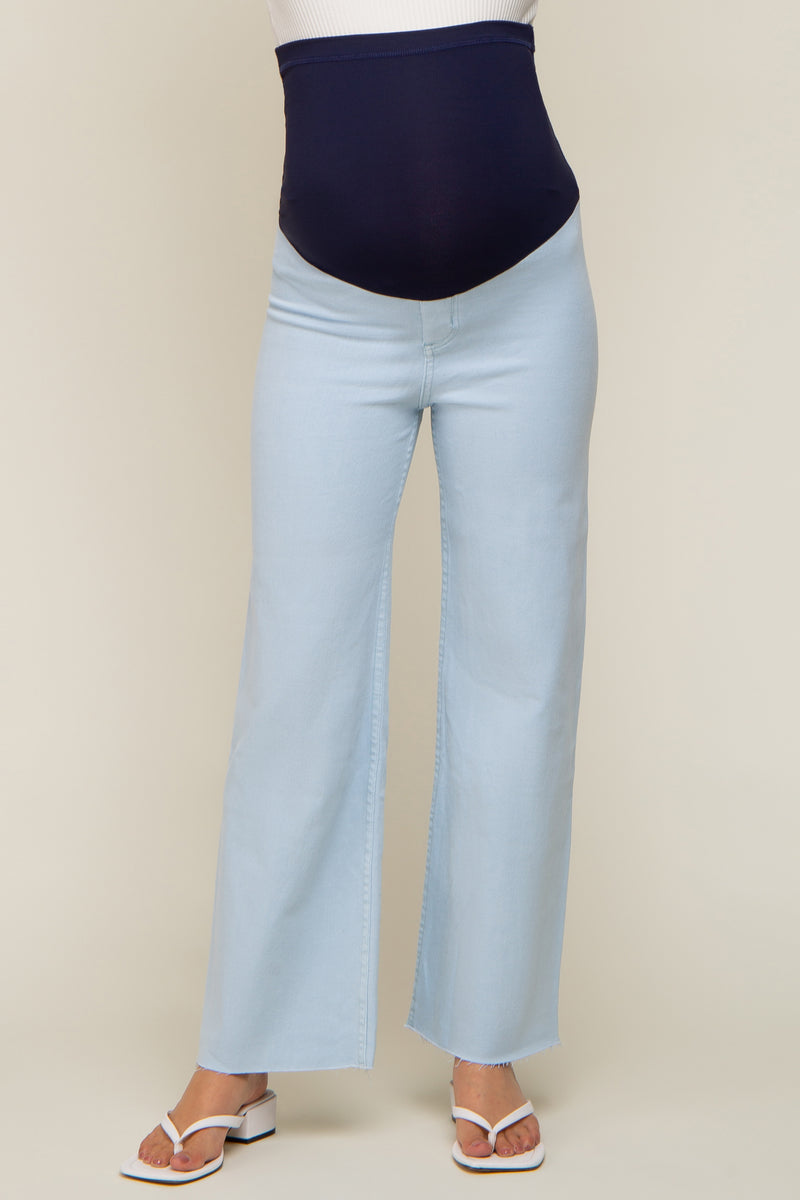 Navy Blue Flare Leg Raw Hem Maternity Jeans main image 0