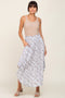 Light Blue Floral Smocked Midi Skirt