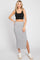 Heather Grey Ribbed Side Slit Midi Skirt