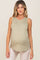 Light Olive Sleeveless Striped Pocket Front Top