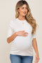 Cream Knit Fitted Maternity Blouse