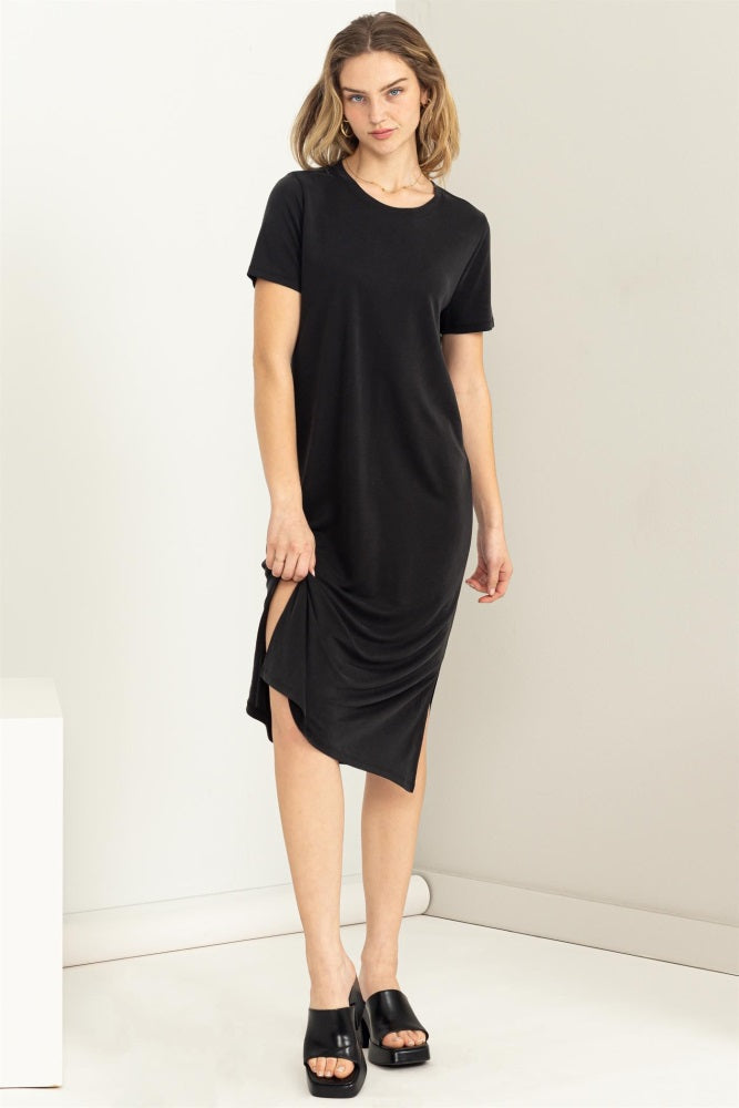 Black Midi T-Shirt Dress – PinkBlush