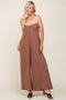Mocha Strapless Front Twist Jumpsuit