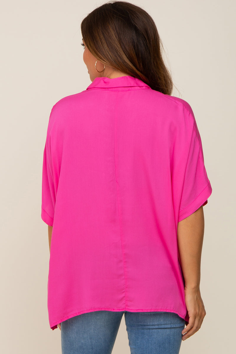 Fuchsia Long Puff Sleeve Maternity Blouse Top main image 1