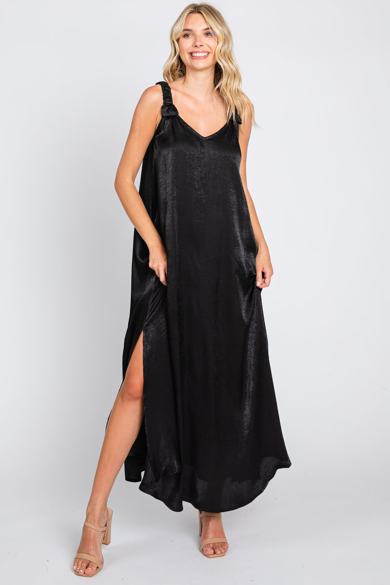 12825 Black Side Slit Shirt Dress main image 0