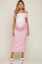 Light Pink Textured Slit Maternity Midi Skirt