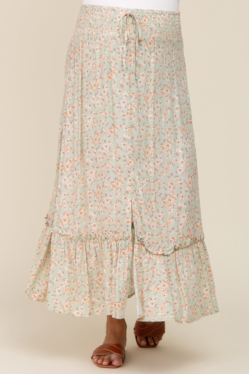 Maternity Adjustable Flared Skirt - Myrtle Green