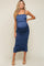 Blue Satin Smocked Fitted Maternity Maxi Dress