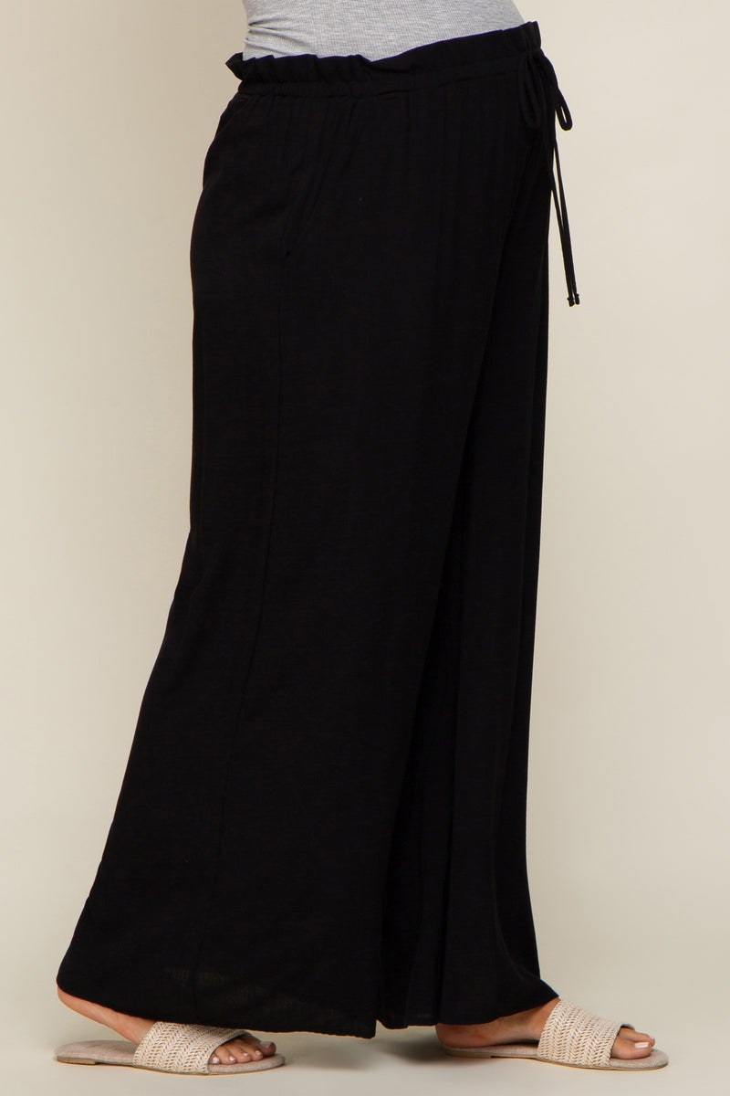 View of Black Wide Leg Maternity Pants – PinkBlush