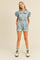 Light Denim Romper With Puff Sleeves