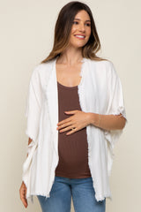 Ivory Fringe Maternity Dolman Sleeve Cover Up