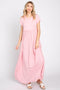 Light Pink Short Sleeve Pocketed Maxi Dress