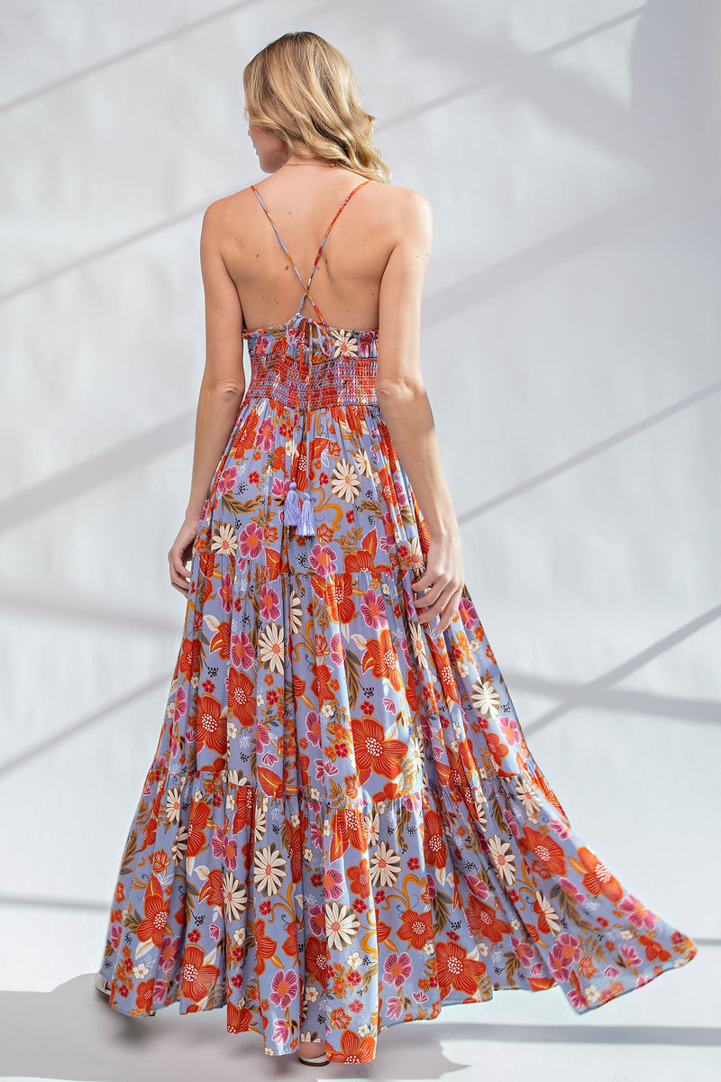 Florence Mousseline Maxi Dress - Coral