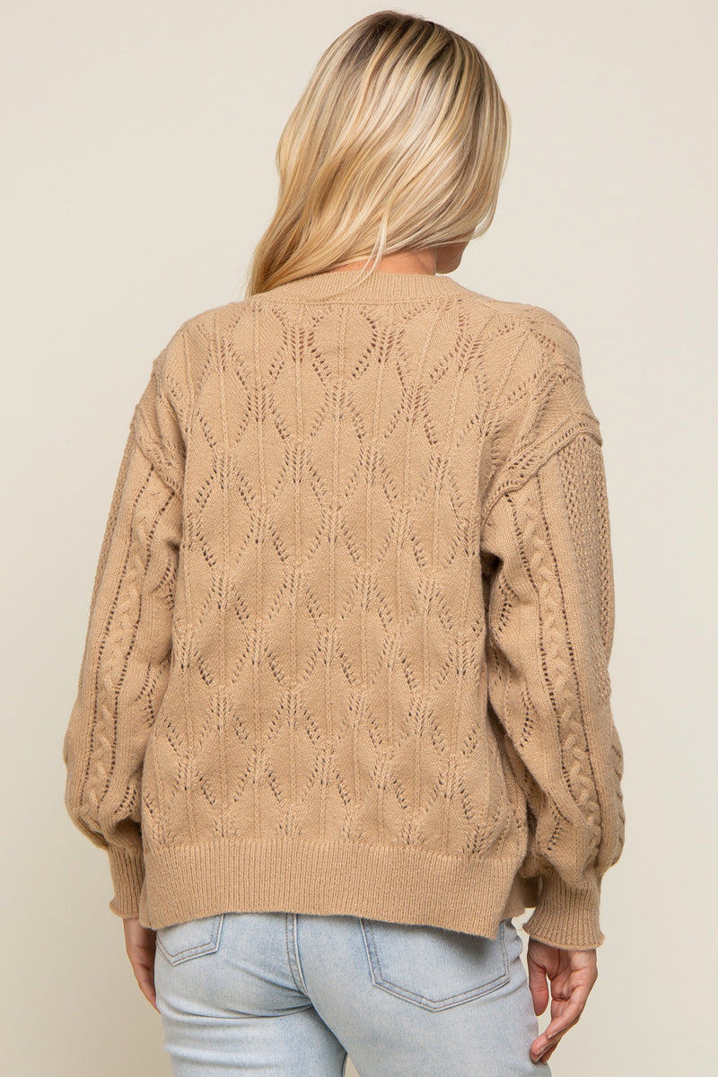 Mix Fine Knit Pleats Cardigan main image 1