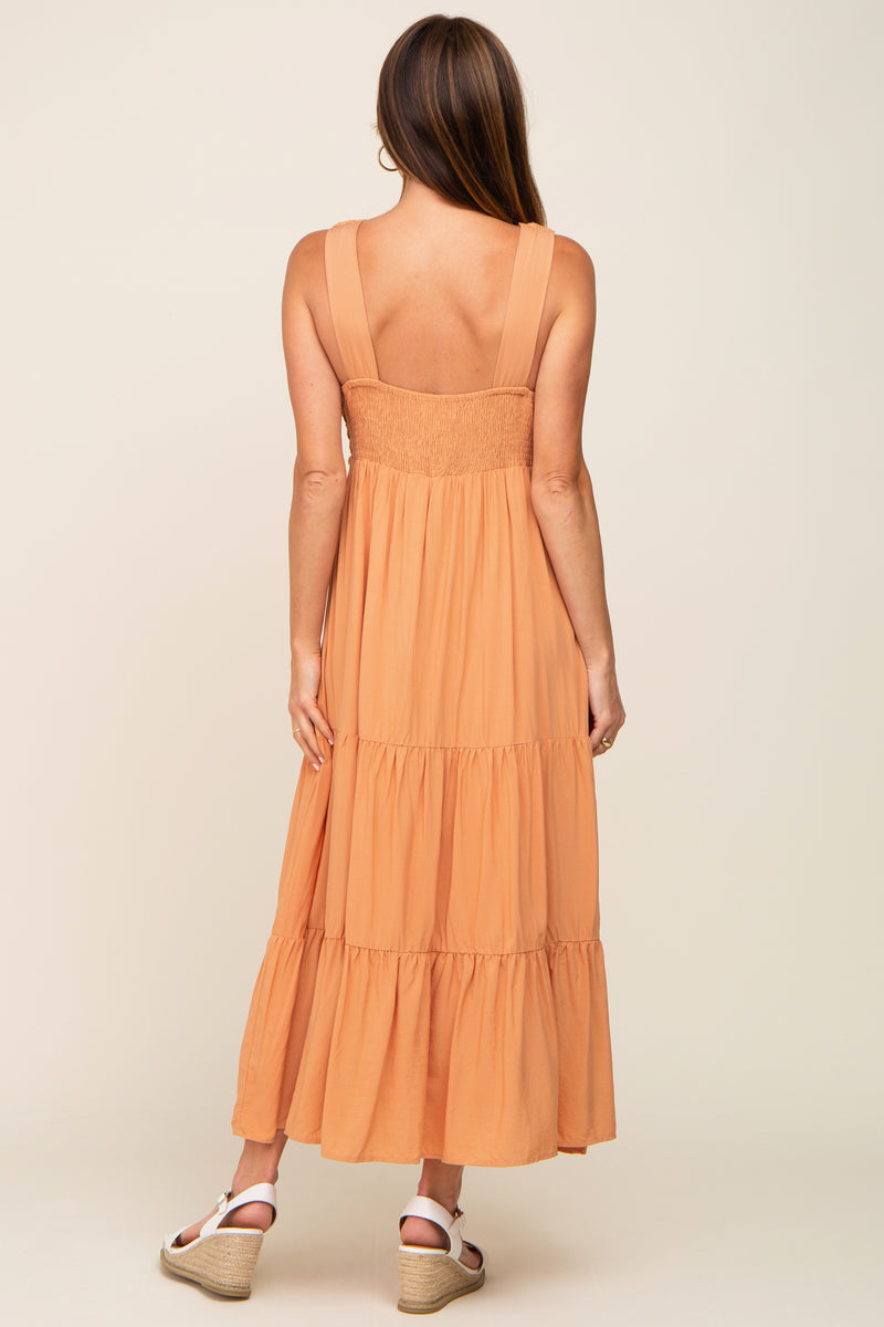 IS.U Floral Peach Tiered Dress main image 1