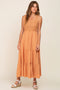 Peach Crochet Tiered Midi Dress