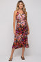 Multicolor Floral Lace Up Wrap Maternity Midi Dress