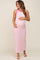 Pink Striped Ribbed Sleeveless Maternity Maxi Dress