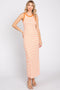 Orange Striped Ribbed Sleeveless Maxi Dress
