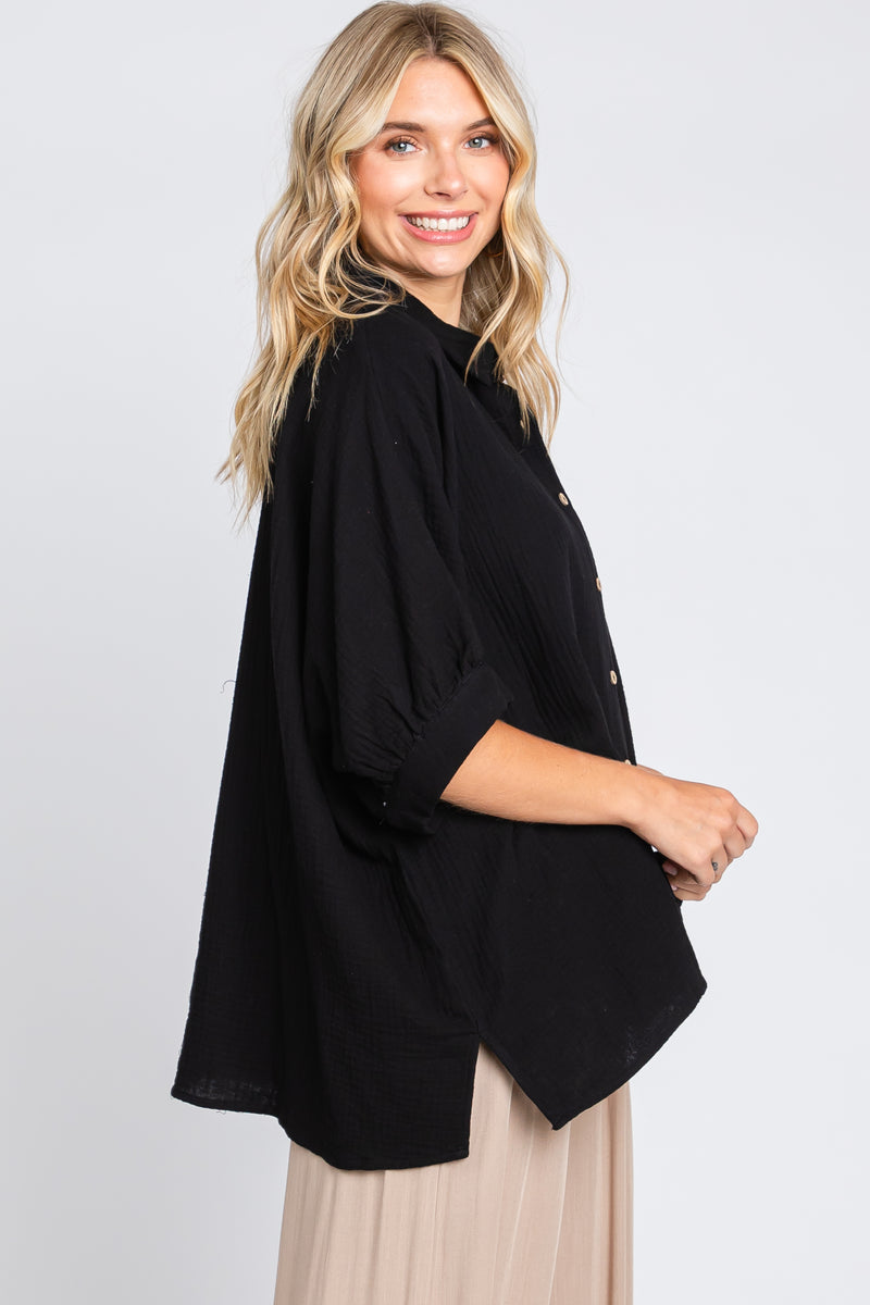 The Button Gauze Top in 2 Colors/AS