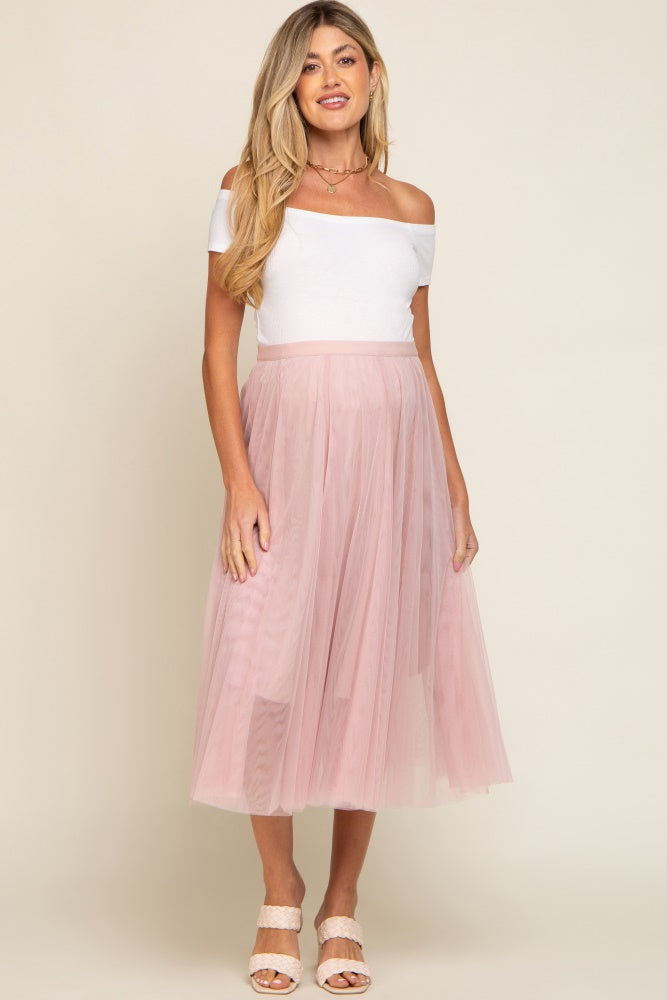 Light Pink Tulle Maternity Midi Skirt – PinkBlush
