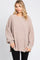 Beige Chenille Knit Balloon Sleeve Sweater