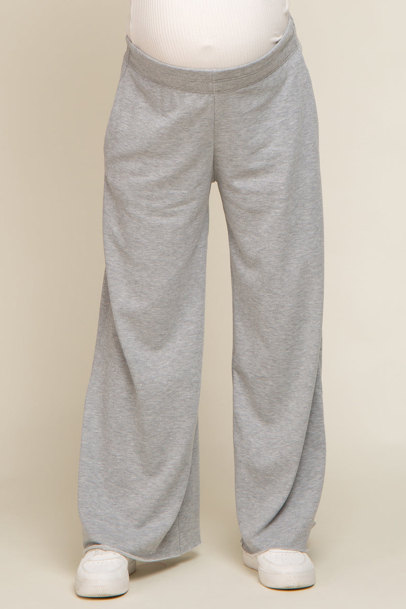 Heather Grey Soft Fleece Wide Leg Maternity Lounge Pants – PinkBlush