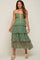Green Floral Sleeveless Tiered Maternity Maxi Dress