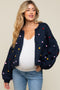 Navy PomPom Maternity Cardigan