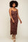 Brown Floral Sleeveless Midi Dress