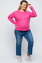 Fuchsia Button Accent Solid Maternity Plus Size Sweater