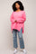 Fuchsia Dolman Sleeve Side Slit Sweater