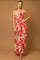 Red Floral Palm Print Wrap Maxi Dress