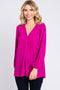 Magenta Textured Long Sleeve Blouse