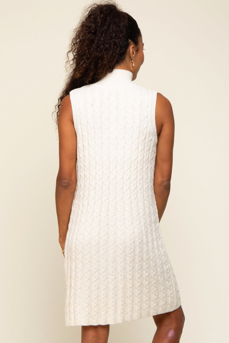 Cream Cable Knit Sleeveless Sweater Dress – PinkBlush