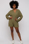 Olive Button Up Sweater Romper