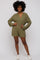 Olive Button Up Sweater Romper