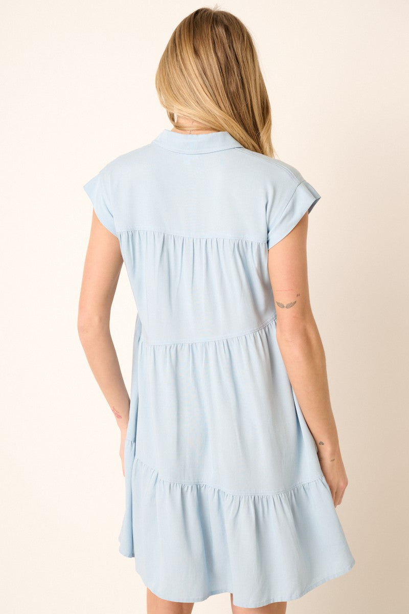 Teal Blue Tiered Ruffle Shirt