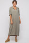 Olive Oversized Button Down Midi Dress