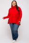 Red Cowl Neck Dolman Sleeve Plus Sweater