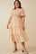 Peach Floral Tiered Plus Midi Dress