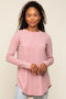 Light Pink Long Sleeve Curved Hem Top