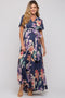 Navy Floral Wrap V-Neck Maternity Maxi Dress